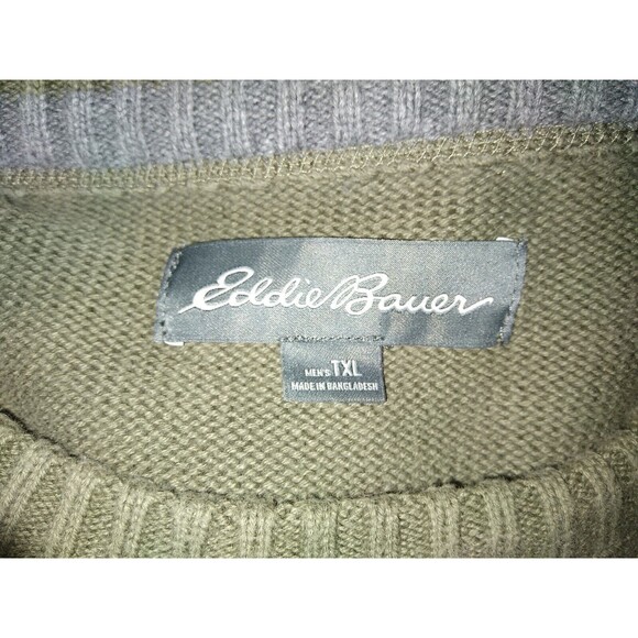 Eddie Bauer Men's TXL Army Green Crewneck Sweater - Picture 4 of 7